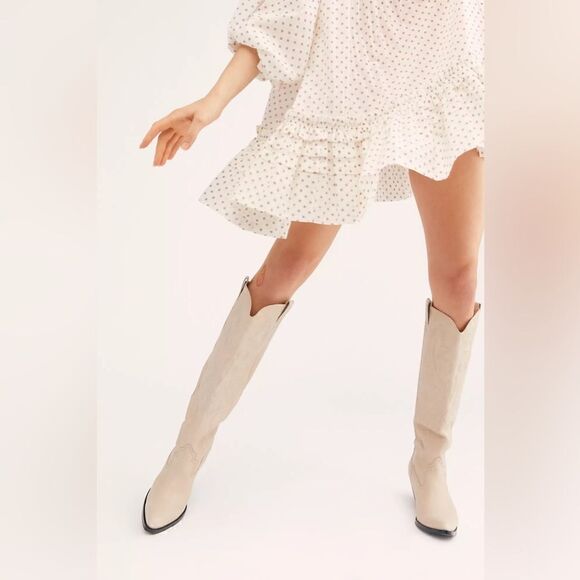 NEW FREE PEOPLE X JEFFREY CAMPBELL FINN TALL WESTERN BOOTS GREY - Picture 4 of 6